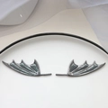 Detailed view of translucent dark dragon wing charms with green glitter for DIY jewelry making - Devil Wing Gun Black