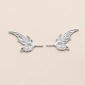 Detail view of hollow silver butterfly wings DIY metal charms with intricate textures - Flower Fairy Wings (2#) / White Gold