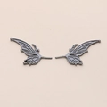 Detailed close-up of matte black butterfly wing metal charms with hollow filigree texture - Flower Fairy Wings (3#) / Gunmetal