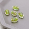 Macro shot of oval glass beads with pink 3D flower and gold foil for DIY jewelry - 2# Yellow