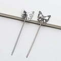 Detail of silver butterfly hair pin with zircon butterfly top and hollow metal design - Butterfly Scepter Gun Black (3#)