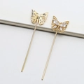 Detailed view of butterfly charms for jewelry making with sparkling zircon stones - Butterfly Scepter Gold (1#)
