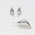 Close-up of polished silver earring components for DIY baroque pearl jewelry making - 2 Ears + 1 Tail / White Gold