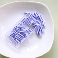 Close-up of blue and white striped tube beads in a clear box for DIY jewelry making - 1 Box (Approx. 10g) / 6# Blue and White Striped