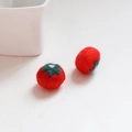 Detailed close-up of handmade felted wool tomato accessories with realistic textures - Tomato / 1 Piece