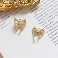 Golden bow jewelry charms with faux pearls and rhinestones for DIY earring making - Bow Style (1#)
