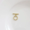 Close-up of 14K gold-plated OT toggle clasp with intricate twisted rope texture - Wheat-ear Style / 14k