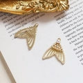 Vintage moth pendant and pearl charm in antique gold finish for DIY jewelry - Fishtail Style (2#)