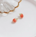 Handmade strawberry resin pendants with gold foil and green leaves for DIY earrings - Red Strawberry Style