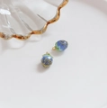 Blue resin strawberry pendants with gold leaf detailing and leaf-shaped hooks - Blue Strawberry