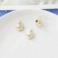 Detail of moon-shaped pearl charms with gold plating for DIY jewelry making - Pearl Moon Style Pendant