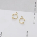 Detail showing gold C-shaped ear cuffs with small hanging loops for DIY jewelry making - 1# 14k Gold Style