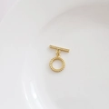 14k gold plated OT toggle clasp with textured rope design for jewelry making - Wheat-ear Style / 18K