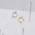 Golden C-shaped ear cuff with balls and top loop for DIY jewelry making - 2# 18k Gold Style