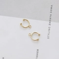 Golden C-shaped ear cuff DIY accessory with bead detail and small hanging loop - 3# 14k Gold Style