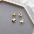 Set of four 14k gold plated flower bead caps for DIY jewelry making and bracelet design - Style 1 (14K Gold)