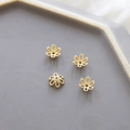 Golden flower-shaped filigree bead caps for DIY jewelry making in 14k gold finish - Style 1 (18K Gold)
