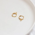 Pair of gold-plated D-shape earring clips with loop for DIY jewelry making - 5# 18k Gold Single Hole Hoop Finding
