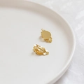Pair of gold-plated DIY spring clip-on earring bases with round flat pad findings - 1# 14k Gold Flat Plate Ear Clip
