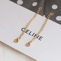 Macro shot of 14k gold plated chain earrings with heart pendants on a white card - Hollow Heart Pendant (6#)