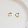 Polished 14k gold plated D-shape huggie earring hooks with small loop for DIY jewelry - 5# 14k Gold Single Hole Hoop Finding