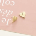 Golden heart-shaped quilted earring base for DIY jewelry making with pendant ring - Heart (1#)