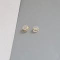 Minimalist gold plated copper button earrings with transparent silicone disc backings - 3# 18K Gold Plated