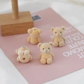 Beige flocked teddy bear beads for DIY jewelry making and craft charms - Yellow