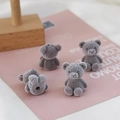 Set of four cute grey flocked teddy bear charms for DIY jewelry and bag accessories - Gray