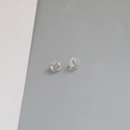 Pair of clear silicone earring backs with copper white gold plated metal core inserts - 8# White Gold Plated Minimalist