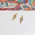 18k gold plated vintage leaf charm with light blue gemstone and dual hanging loops - 6# Light Blue (D0858)