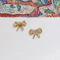 Bowknot jewelry charm in 18k gold plating with sparkling cubic zirconia inlay - 13# (D0858)