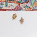 Artistic 18k gold-plated fan-shaped pendant with rectangular zircon for DIY jewelry - 14# (D0858)