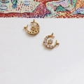 18k gold plated moon and star jewelry charms with double loops for DIY crafting - 15# (D0858)