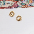 18k gold plated moon and star pendant charms with white zircon inlay for jewelry making - 16# (D0858)
