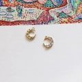 18k gold plated crescent moon charms with micro-paved zircons for DIY jewelry making - 17# (D0858)