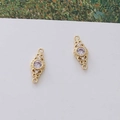 18k gold-plated vintage leaf and moon connector with purple zircon and dual loops - 19# (D0858)