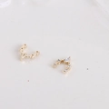 V-shaped gold plated nail charms with micro-pave zircons for DIY manicure decor - 5#