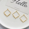 Detail of gold plated rhombic connectors with five loops for DIY earring and jewelry making - Multi-hole Rhombus (Style 2)