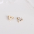 Elegant gold V-shaped geometric studs with micro-pave zircons and smooth metallic finish - 6#