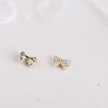 Golden bow zircon nail charms with shiny micro-pave crystals and detailed metal back - 7#