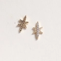 Detailed view of gold starburst nail art charms with micro-paved white zircons - Micro Pave Starburst Style (91#)