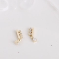 Luxurious gold-plated drop earrings featuring zircon studs and a pear-shaped gemstone - 10#
