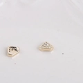 Luxury geometric gold plated nail art charm with sparkling zircons and smooth metal back - US Size 11