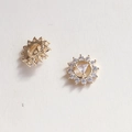 Macro detail of golden sunflower stud earrings with zircon inlay and sparkling crystals - Golden Sunflower Shape Style (90#)