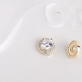 Elegant gold-plated round halo cubic zirconia stud earrings for women DIY jewelry set - 14#