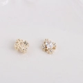 Golden geometric zircon nail charms with oval crystal center for DIY manicure art - 16#