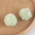 Detail of soft light green plush pom-pom charms with gold metal rings for DIY jewelry - 1# Grass Green