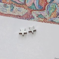 Silver-colored five-pointed star stud earrings with white mother-of-pearl inlay - Heart-Large (14#) / White Gold