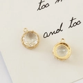 Macro view of gold plated castle style zircon pendant charms for DIY jewelry making - 1# Round Zirconia Inlaid Pendant Style (D1084)